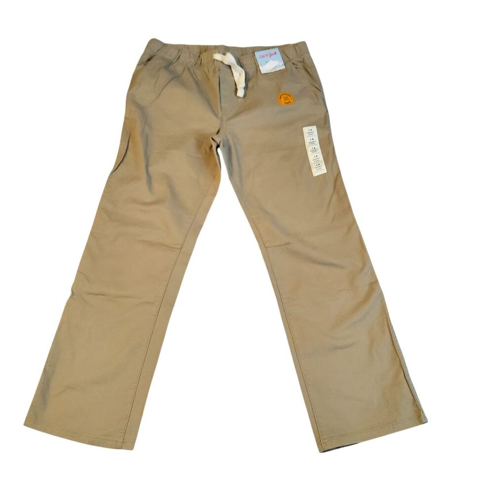 Cat & Jack Boys Khaki Stretch Drawstring Husky Pants Size 14 Straight fit design